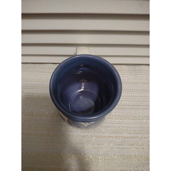 Pfaltzgraff VILLA FLORA Blue Leaf Flowers Band Stoneware Coffee Mug Cup - Picture 6 of 7